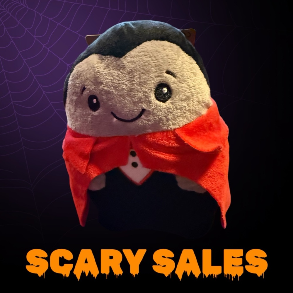 Vampire Plush Dog squeaky Toy with Red Cape
